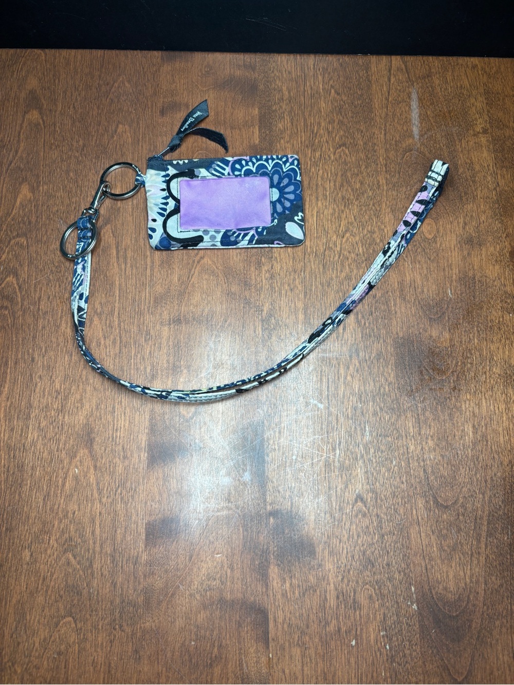 Vera Bradley Navy and Purple Floral Lanyard Card Holder